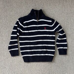 Ralph Lauren Navy and White Zip-Up Sweater